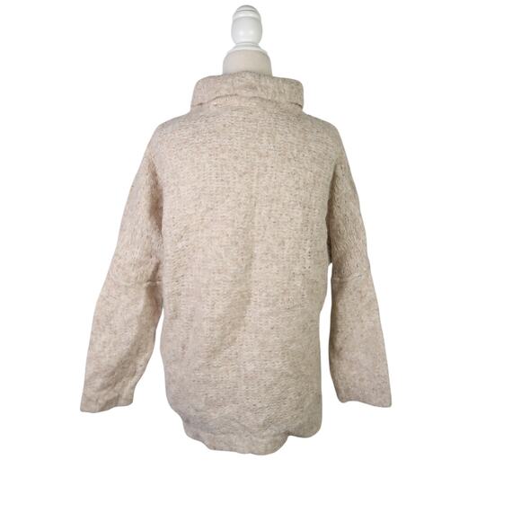 Free People Cream Oatmeal Alpaca Wool Knit Mockneck Sweater S - Picture 4 of 6